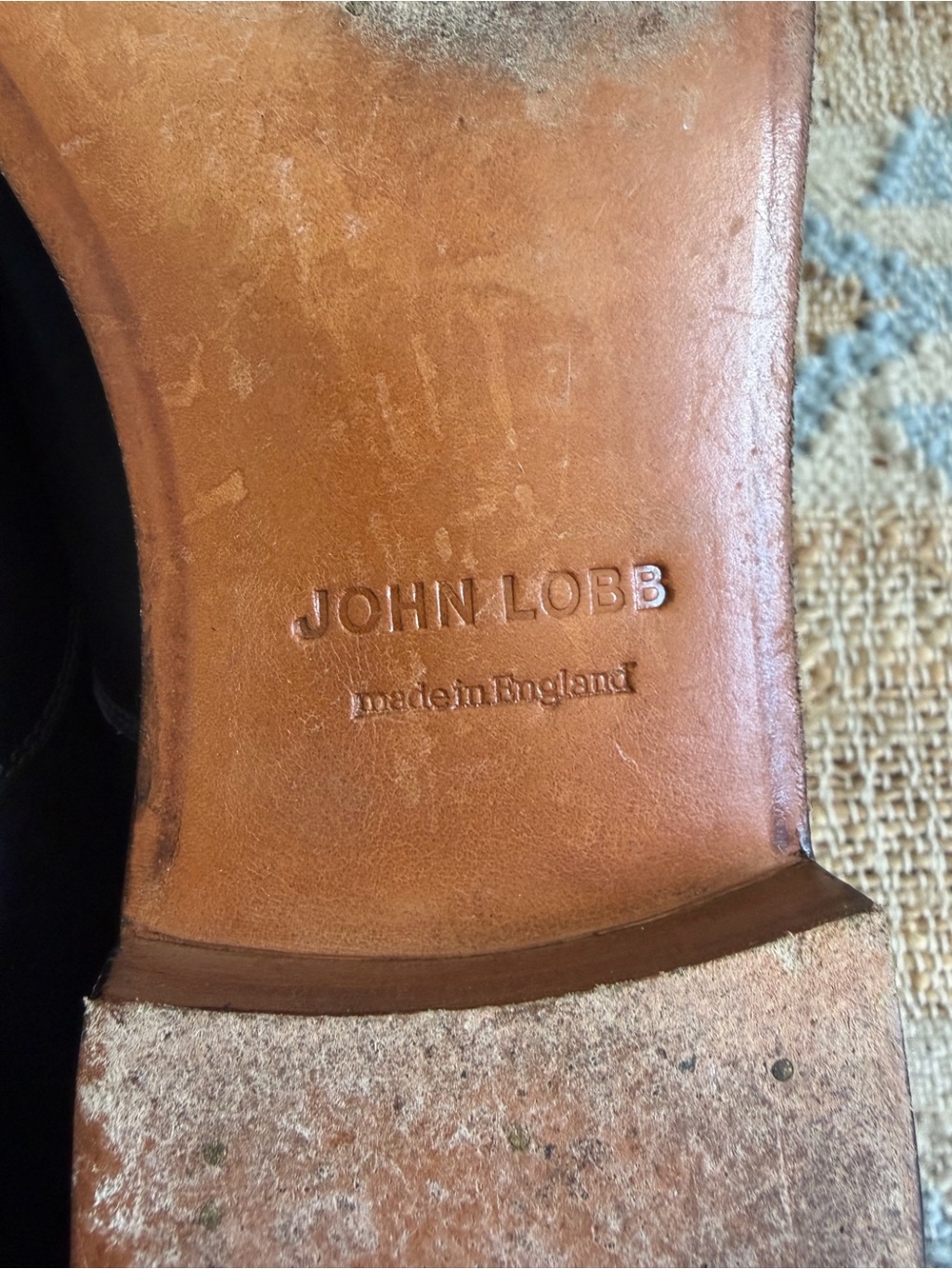 John Lobb Black Leather Cap-Toe Derby Shoes - Picture 7 of 9